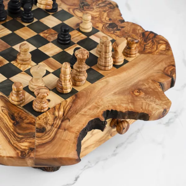 Jeu d'échecs rustique carré avec tiroir – Image 5