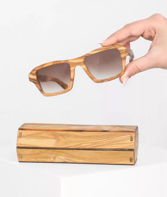 Lunettes de soleil en bois mixte – Rectangulaire