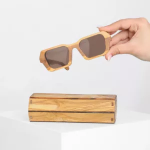 Lunettes de soleil en bois unisexe - Cat-eye