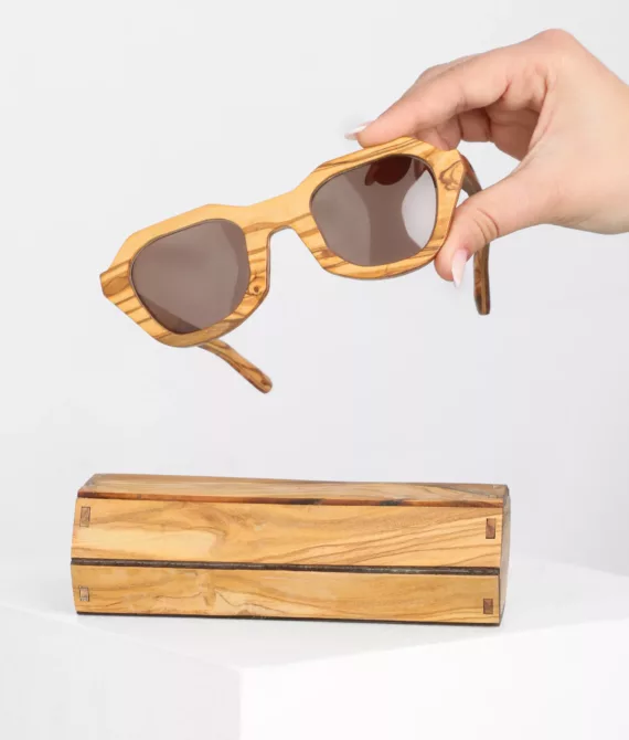 Lunettes de soleil en bois mixte – Arrondie