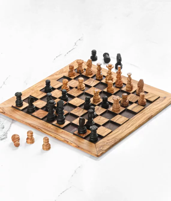 Jeu d’échecs carré sans socle noir