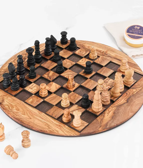 Jeu d’échecs circulaire sans socle noir