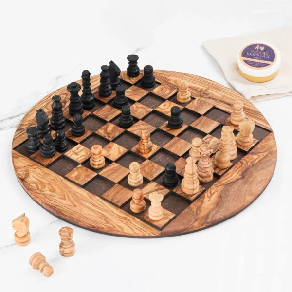 Jeu d'échecs circulaire sans socle noir