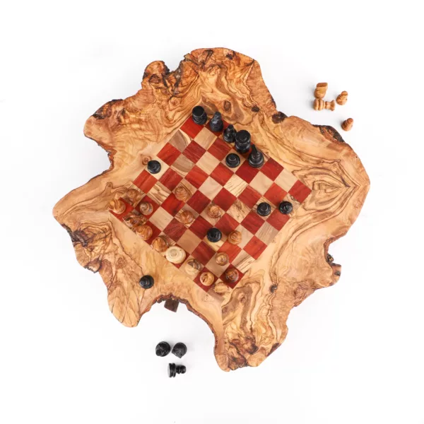 Jeu d'échecs rustique carré avec tiroir – Image 7