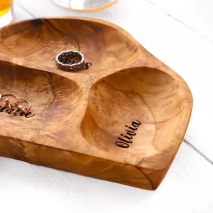 Plat en bois d'olivier à 3 compartiments