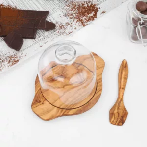 Assiette ovale à gâteau avec dôme et cuillère