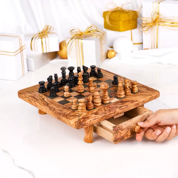 Jeux d’échecs avec plateau avec rangement – Image 3