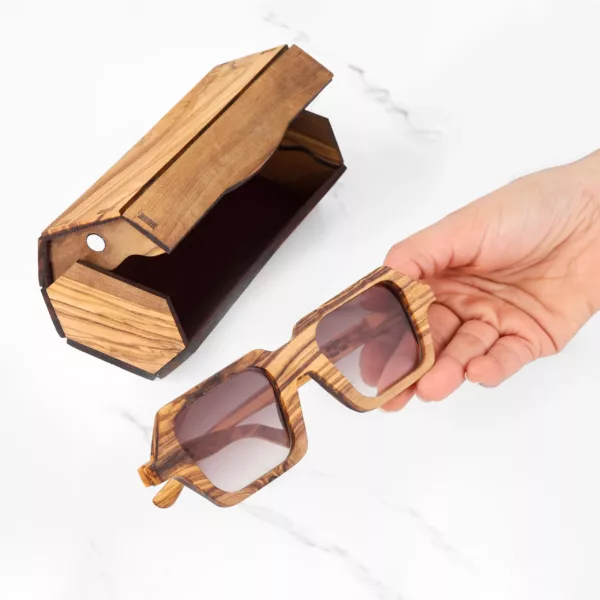 Lunettes de soleil en bois mixte - Cadre épais