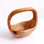 Panier à fruits avec poignée en bois d'olivier