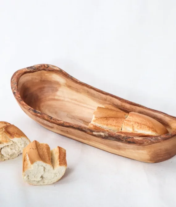 Panier à pain rustique en bois d’olivier