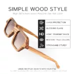 Lunettes de soleil en bois mixte - Cadre épais – Image 6