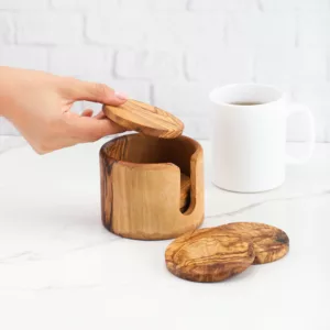 Ensemble de 6 dessous de verre ronds avec support